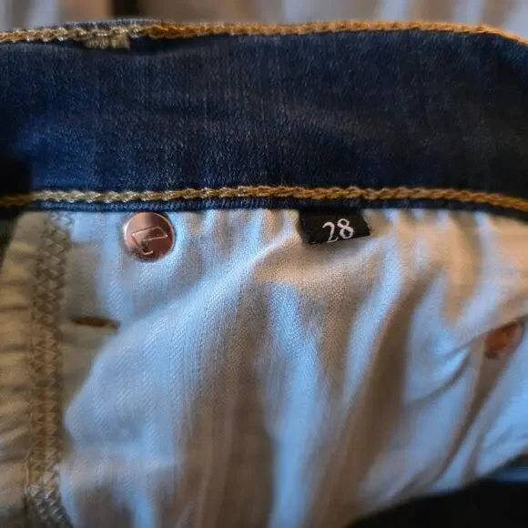 7 For All Mankind Dojo Tailorless Bootcut Wide Flare Leg Jeans Dark Wash 28 - Picture 8 of 10